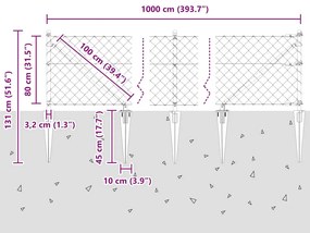 Conjunto de Postes de Cerca Prateado 10 x 0.8 m Aço galvanizado