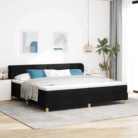 vidaXL Cama Box com colchão com cabeceira Preto 200 x 200 cm tecido