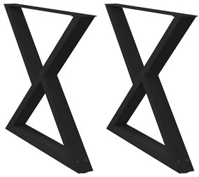 Pés para mesa de jantar 2 peças preto 90x(72-73,3) cm aço