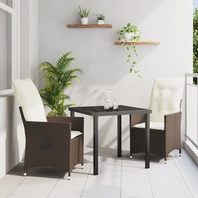 vidaXL Conjunto de Jantar de Jardim com Almofadas Castanho Rattan Poli