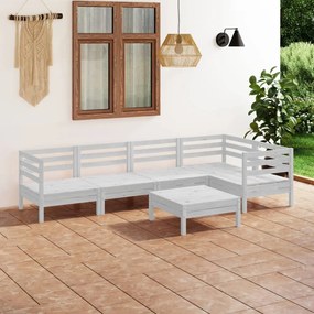 6 pcs conjunto lounge de jardim pinho maciço branco