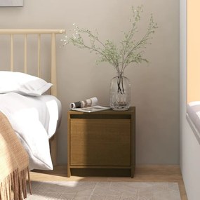 vidaXL Mesa de cabeceira 40x30,5x40 cm pinho maciço castanho mel