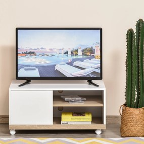 HOMCOM Gabinete de TV Mesa de sala de estar moderna de TV de 42 polegadas com 4 rodas prateleira ajustável 80x45x39.5 cm Branco