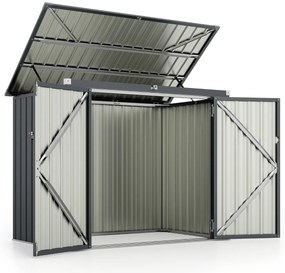 Galpão de armazenamento de metal galvanizado para lixeiras externas Galpão de jardim com fechadura com teto aberto 2 portas 172 x 95,5 x 130 cm verde