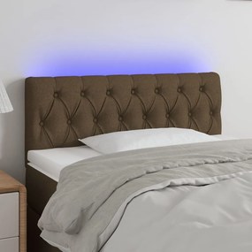 Cabeceira de cama c/ luzes LED tecido 90x7x78/88 cm castanho