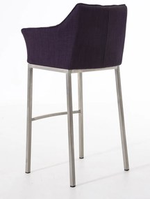 Banco de bar Damaso em tecido com estrutura prateada 64 x 110 x 48 cm Roxo