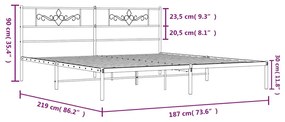 Estrutura de cama com cabeceira 183x213 cm metal branco