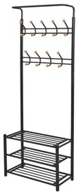 243726 vidaXL Suporte para roupas com sapateira 68x32x182,5 cm preto