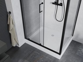 Mexen Apia cabine de duche deslizante 120 x 90 cm, transparente, preta + base de duche Rio - 840-120-090-70-00-4510