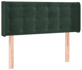 Cabeceira cama c/ luzes LED veludo 103x16x78/88 cm verde-escuro