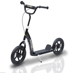 HOMCOM Trotinete para Crianças acima de 5 anos Scooter de 2 Rodas Grandes de 12 Polegadas com Freio e Guidão Ajustável em Altura Carga Máx. 100kg 120x52x80-88cm Preto