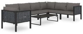 vidaXL 8 pcs conjunto lounge de jardim c/ almofadões vime PE antracite