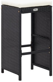 Conjunto de bar para exterior 9 pcs vime PE preto