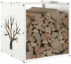Suporte para lenha 40x40x40 cm aço laminado a frio branco