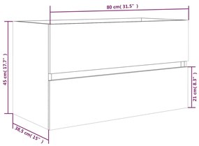 Armário de Parede para Lavatório de 80 cm - Nogueira - Design Moderno