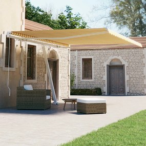 Toldo retrátil manual independente 450x300 cm amarelo e branco