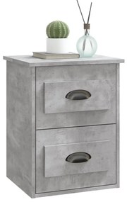 Mesa de cabeceira de parede 41,5x36x53 cm cinzento cimento
