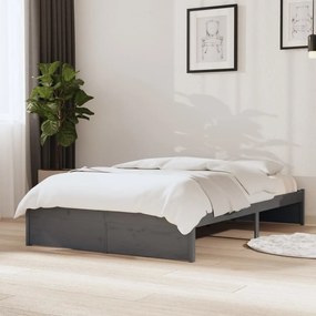 vidaXL Estrutura cama pequena casal 120x190 cm pinho maciço cinza