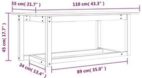 Mesa de centro 110x55x45 cm madeira de pinho maciça cinzento