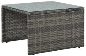 Conjunto lounge de jardim c/ almofadões 3 pcs vime PE cinzento