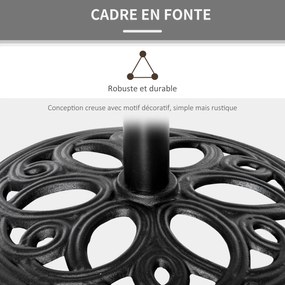 Base redonda para guarda-sol em ferro fundido, 11,5 kg, para postes com Ø 38 e 48 mm, para jardim, pátio e terraço, Ø 45 x 33,5 cm, preta