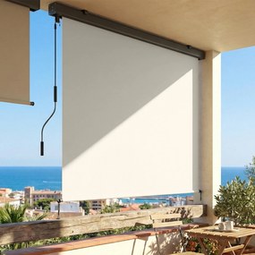Toldo vertical enrolável para exterior  250 x 160 cm para exterior com manivela e caixa em alumínio, creme