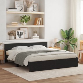 vidaXL Estrutura de Cama com Cabeceira Carvalho Preto 180x200 cm Madeira Engenheirada