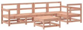 6 pcs conj. lounge jardim c/ almofadões madeira douglas maciça