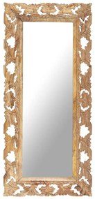 321640 vidaXL Espelho esculpido à mão 110x50 cm mangueira maciça castanho