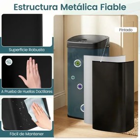 Caixote do lixo de 68 L com sensor de movimento infravermelho com tampa de dupla zona que permanece aberta e fecho suave Preto