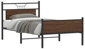 Estrutura de cama sem colchão 107x203 cm carvalho castanho
