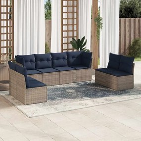 vidaXL 13 pcs conjunto sofás p/ jardim c/ almofadões vime PE cinzento