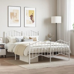 vidaXL Estrutura de cama com cabeceira e pés 140x190 cm metal branco