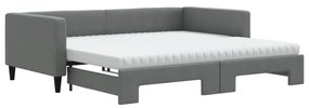 Sofá-cama c/ gavetão/colchões 100x200cm tecido cinzento-escuro