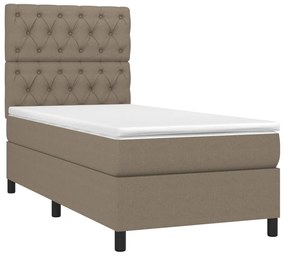 Cama box spring + colchão/LED 80x200cm tecido cinza-acastanhado