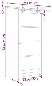 Porta Deslizante vidaXL com Conjunto de Hardware Branco 83x202 cm Made