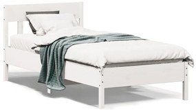 Cama sem colchão 90x200 cm madeira de pinho maciça branco