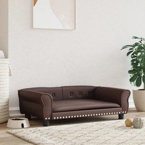 vidaXL Cama para cães 95x55x30 cm couro artificial castanho