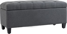 Banco com espaço de arrumação 100 x 40 x 44 cm ou para cama, baú de arrumação para sala, quarto e hall de entrada, cinzento escuro
