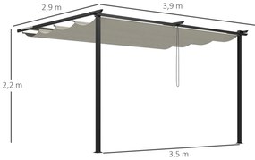 Pérgola de Parede com Toldo Retrátil – Modelo Coimbra – 3,9x2,9 m – Es