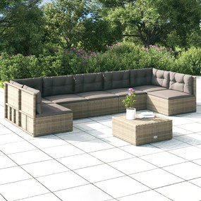 vidaXL 6 pcs conjunto lounge de jardim c/ almofadões vime PE cinzento