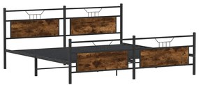 Estrutura de cama sem colchão 200x200cm metal carvalho fumado