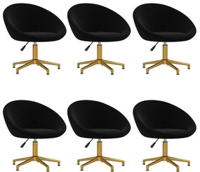 vidaXL Cadeiras de jantar 6 pcs veludo preto