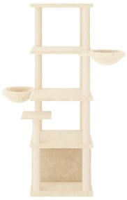 Árvore para gatos c/ postes arranhadores sisal 147 cm cor creme