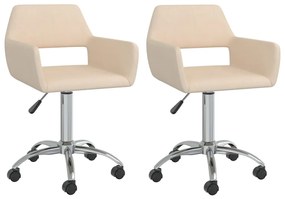 vidaXL Cadeiras de jantar giratórias 2 pcs tecido cor creme