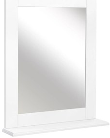 kleankin Espelho de Casa de Banho 50x11,x5x60cm Espelho de Parede Moderno com Prateleira de e Estrutura de Madeira Branco