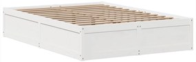 Cama sem colchão 140x190 cm madeira de pinho maciça branco