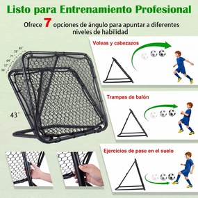 Baliza de Ressalto para Futebol, 101 x 96 x 101 cm, Inclinação Ajustável em 7 Níveis, Preto
