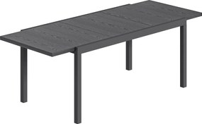 Outsunny Mesa de Jardim Extensível de Aço Tampo em Alumínio Efeito Madeira Pés Reguláveis 8-10 Pessoas 214x85x75 cm Cinza Antracite | Aosom Portugal