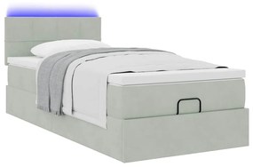 Estrutura cama otomana colchão 80x200 cm veludo cinzento claro
